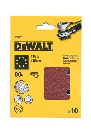 Dewalt DT3022 papier brúsny 115x115mm p80 dierovaný suchý zips 10ks