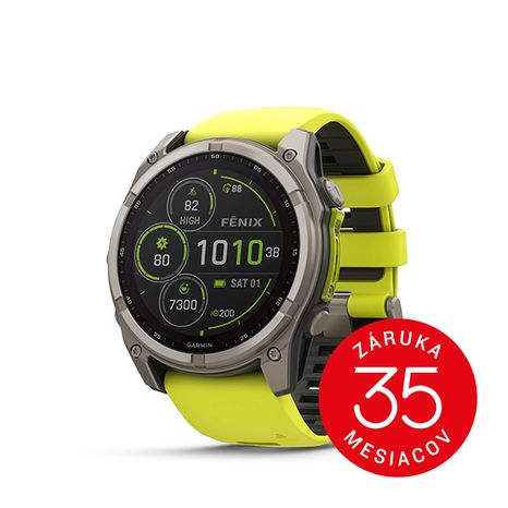 Garmin fenix 8 - 51mm, Sapphire Solar, Titanium, Amp Yellow/Graphite band